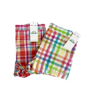 NWT Kids Headquarters Girls Plaid Shorts Set of 2 Cotton 18M